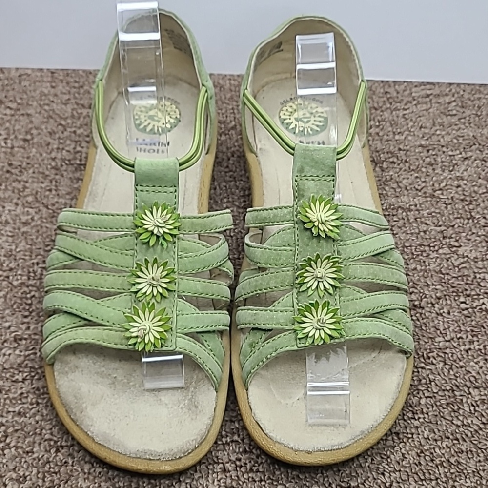Earth Shoes Muse Green Floral Leather Sandals Sz 8.5 - Picture 3 of 9